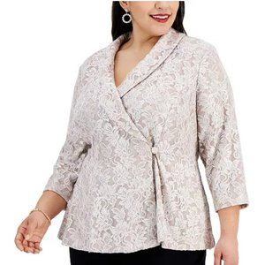 Alex Evenings Plus Size Glitter Lace Wrap Bluse/Jacket